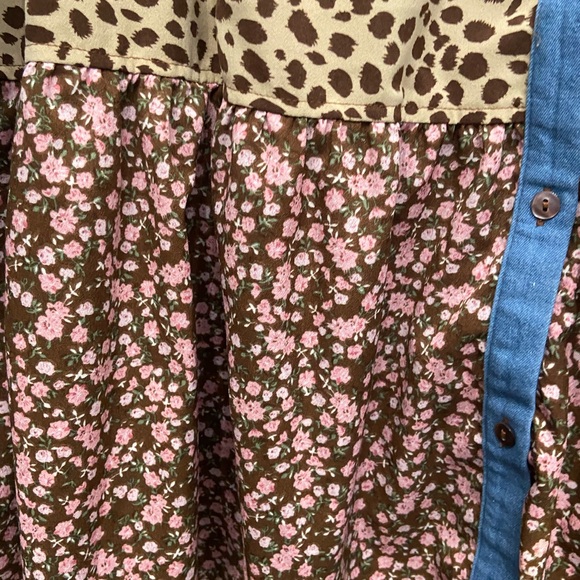 ODDY Blue and Brown Patterned Dress - Picture 4 of 7